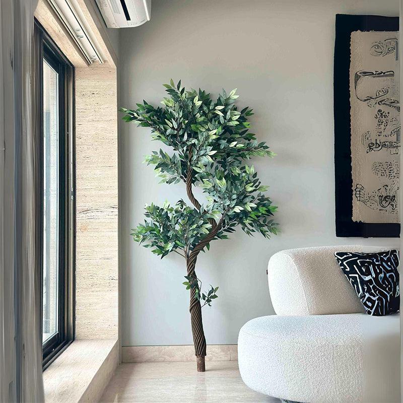 Buy Faux Twisted Ficus Tree - 6.5 Feet Artificial Plants from Vaaree