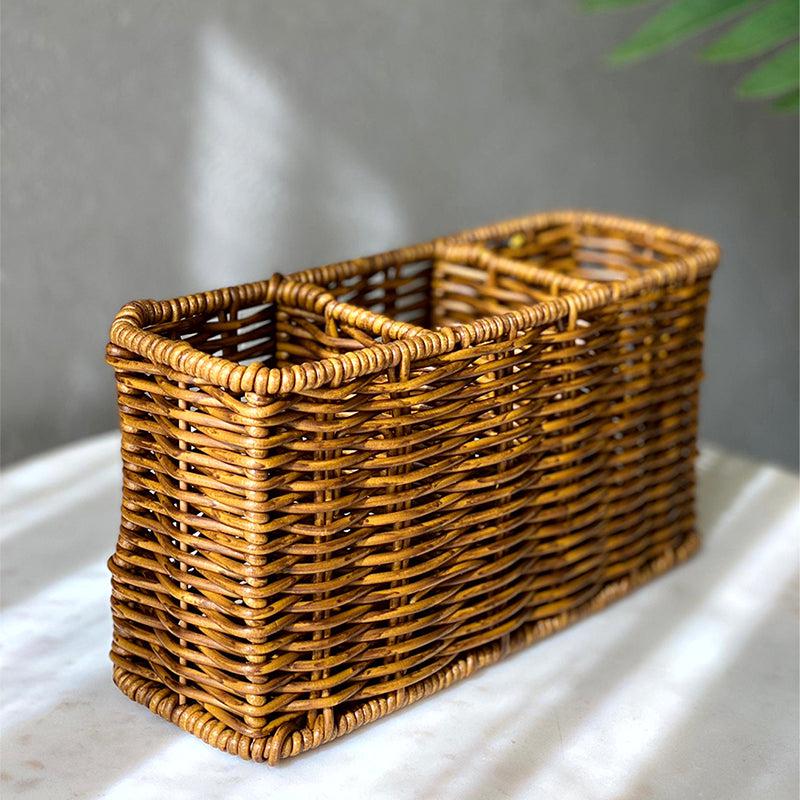 Buy Anura Rattan Cutlery Holder - Brown Cutlery Stand from Vaaree