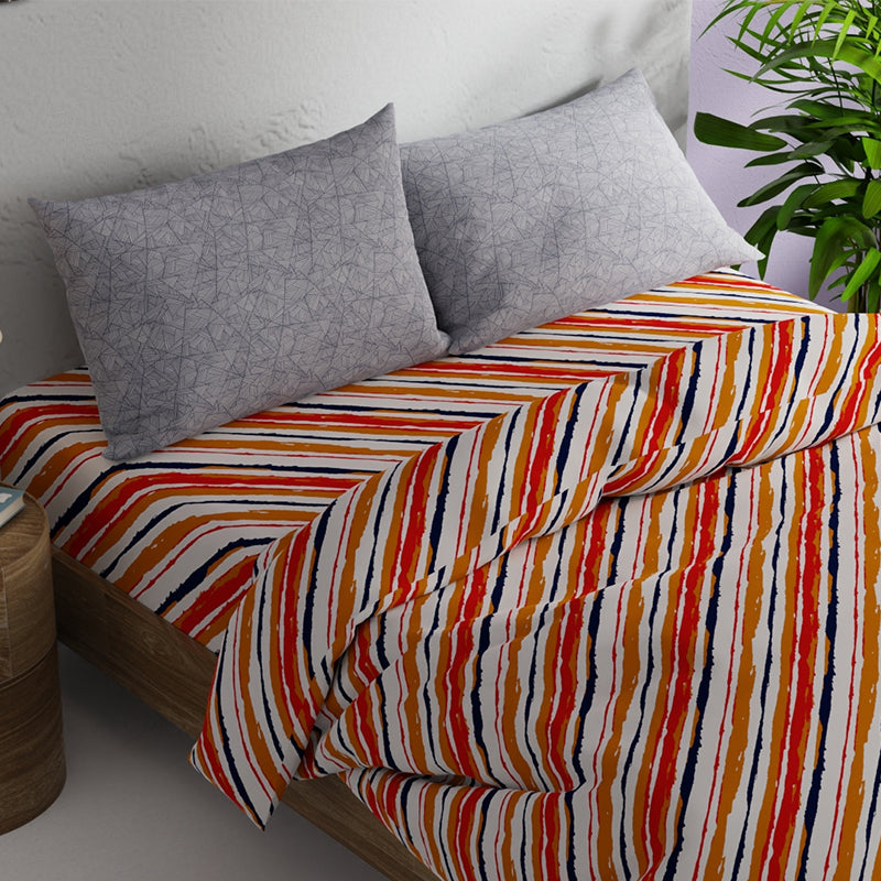 Buy Theo Striped Bedding Set - Orange Bedding Set from Vaaree