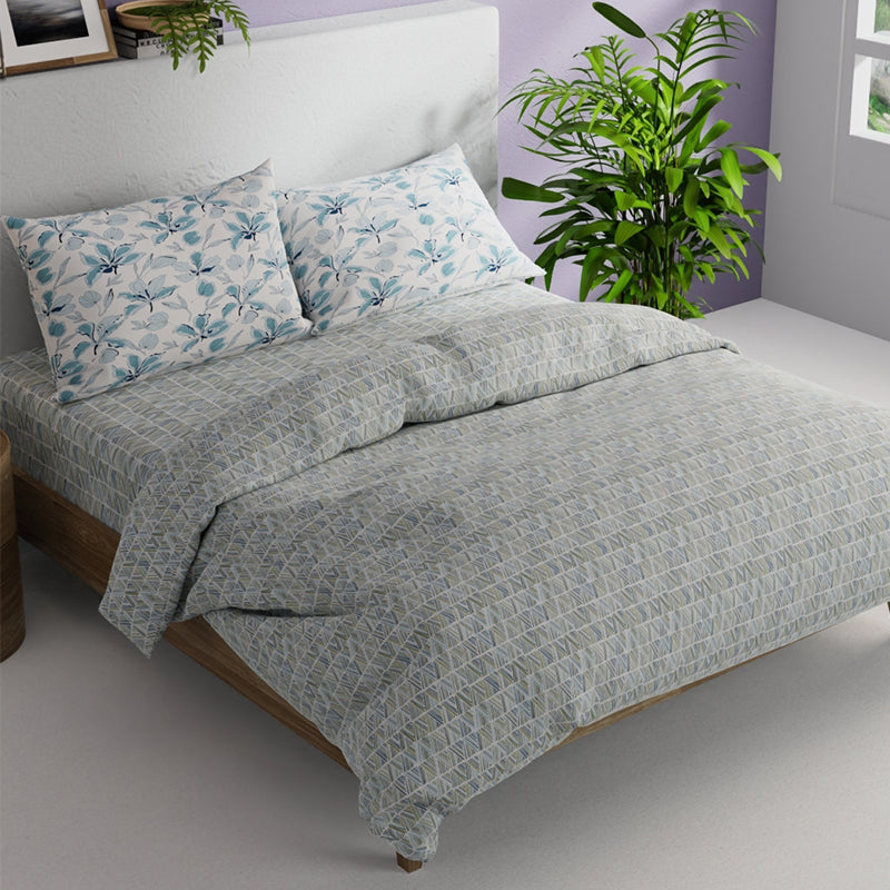 Buy Troy Floral Bedding Set - Grey Bedding Set from Vaaree