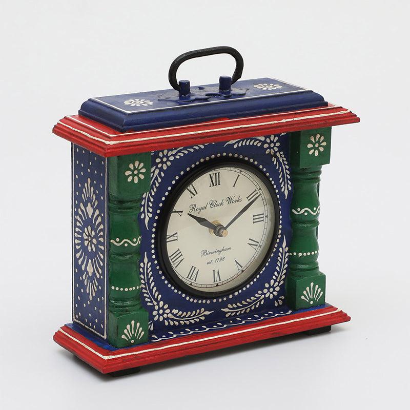 Buy Adviya Handpainted Silent Table Clock - Dark Green Table Clock from Vaaree