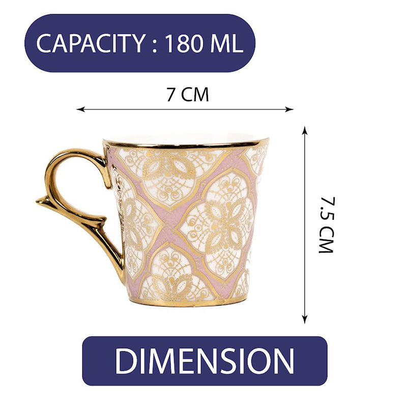 Mug & Tea Cup - Medna Ethnic Cup (180 ML) - Set Of Six