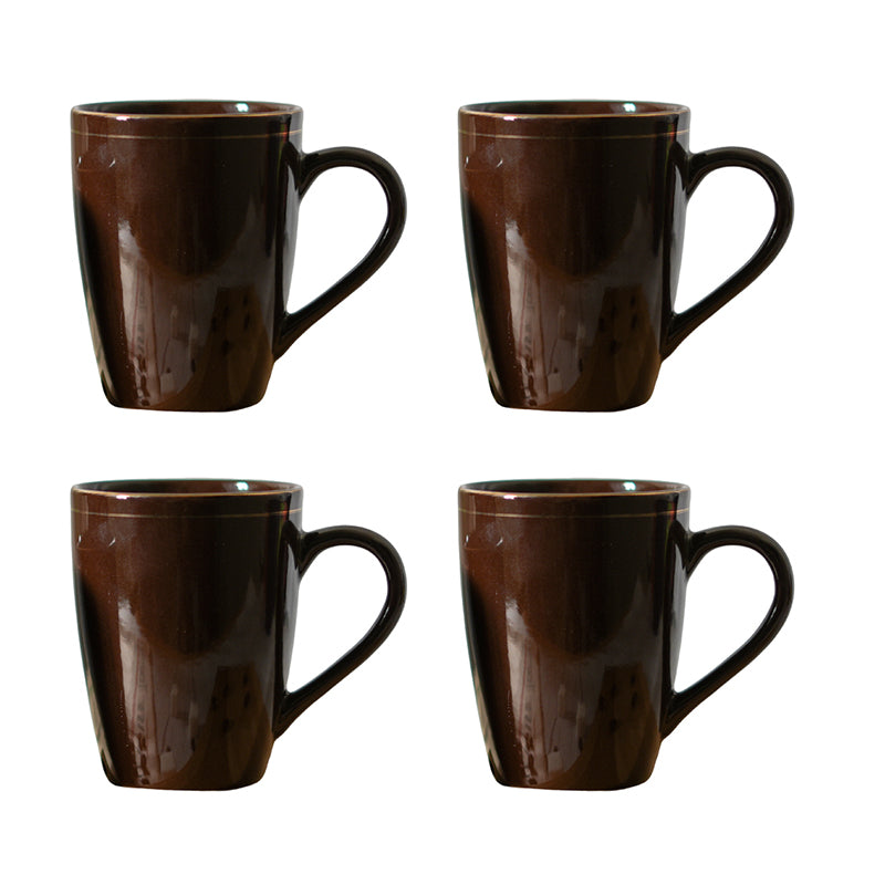 Mug & Tea Cup - Sanva Brown Ceramic Mug (360 ML) - Set Of Four