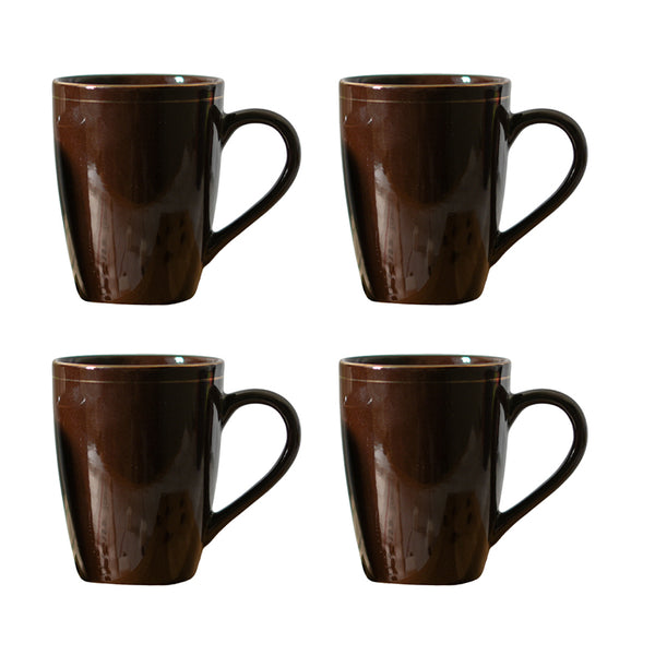 Mug & Tea Cup - Sanva Brown Ceramic Mug (360 ML) - Set Of Four