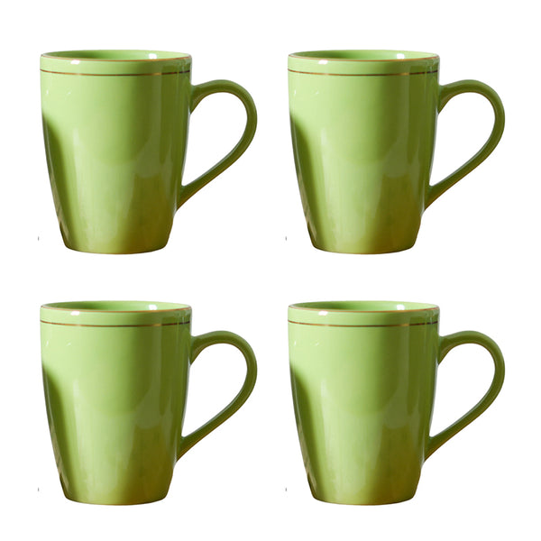 Mug & Tea Cup - Sanva Green Ceramic Mug (360 ML) - Set Of Four