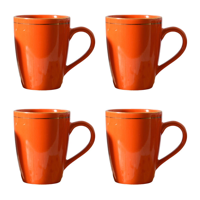 Mug & Tea Cup - Sanva Red Ceramic Mug (360 ML) - Set Of Four