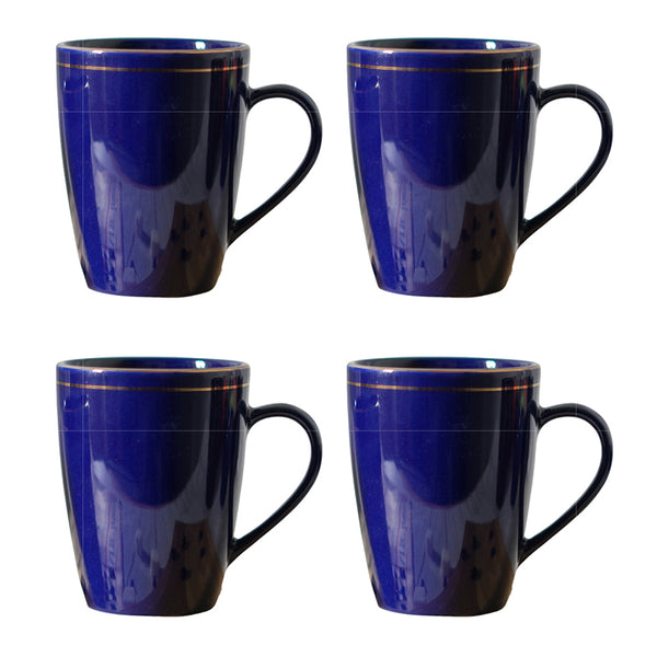 Mug & Tea Cup - Sanva Blue Ceramic Mug (360 ML) - Set Of Four