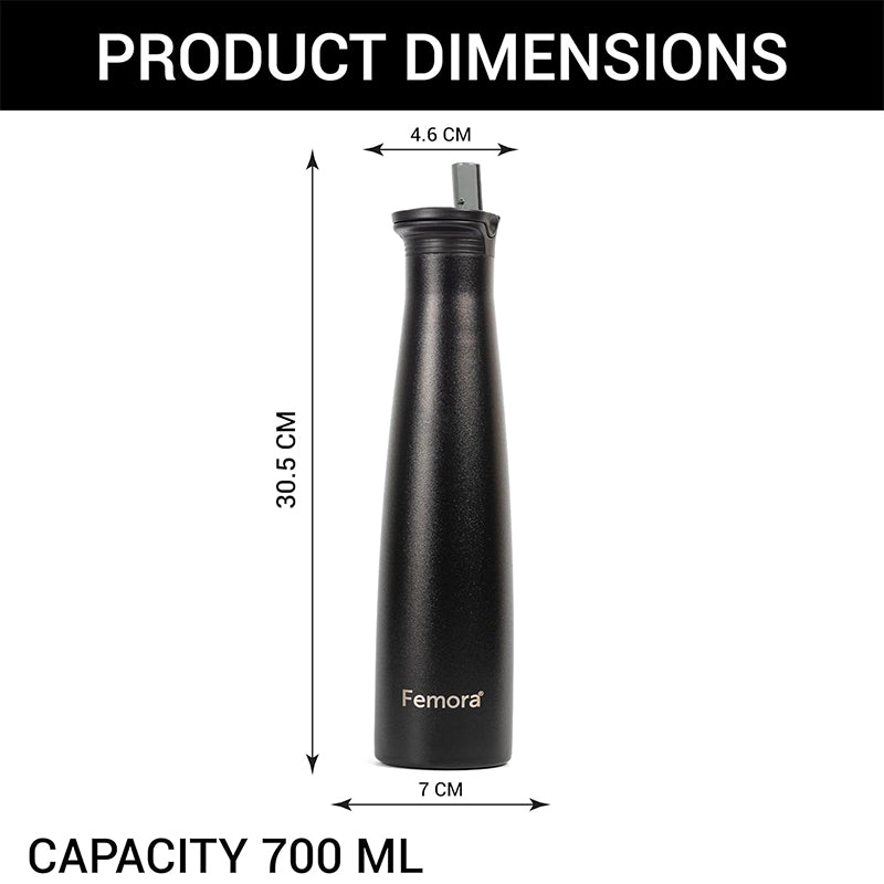 Bottle - Vesatao Insulated Water Bottle (700 ML) - Black