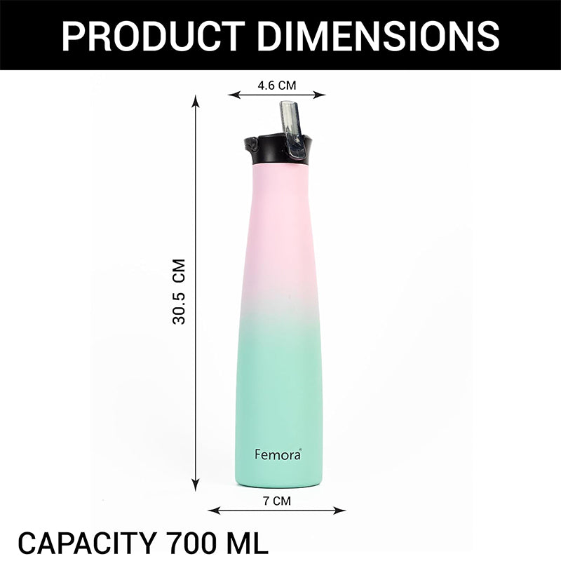 Bottle - Vesatao Insulated Water Bottle (700 ML) - Pink & Green