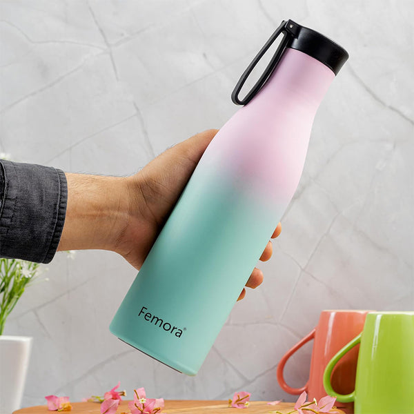 Buy Asphona Insulated Water Bottle (900 ML) - Pink & green Bottle from Vaaree