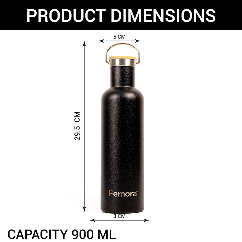 Bottle - Hydra Flow Insulated Water Bottle (900 ML) - Black