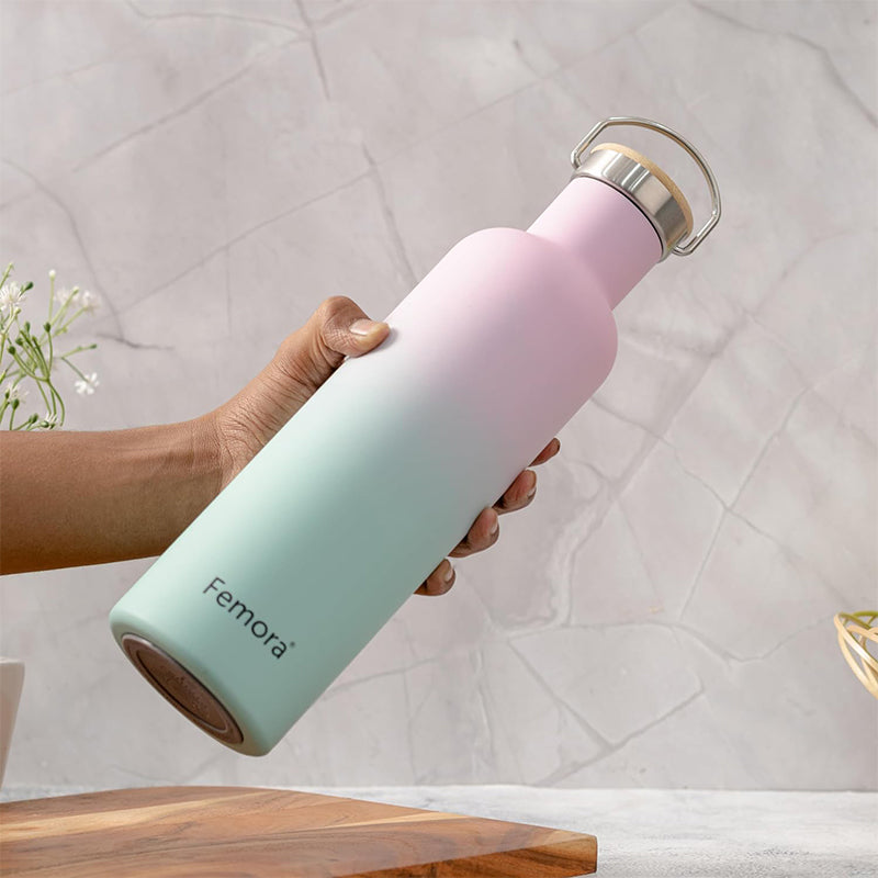 Bottle - Hydra Flow Insulated Water Bottle (900 ML) - Pink & Green