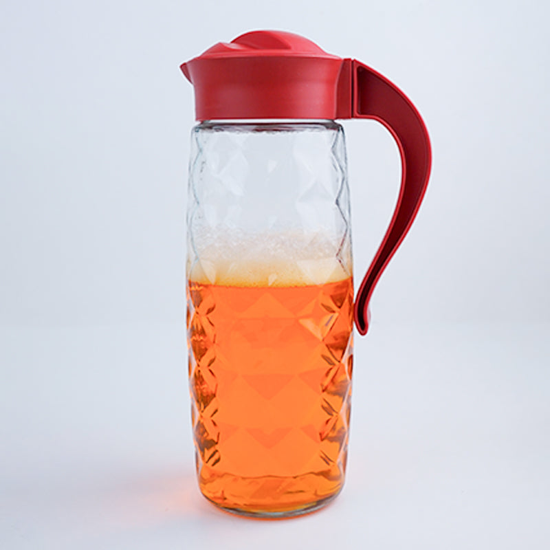 Jug - Domana Crystal Transparent Jug With Red Lid - 1600 ML