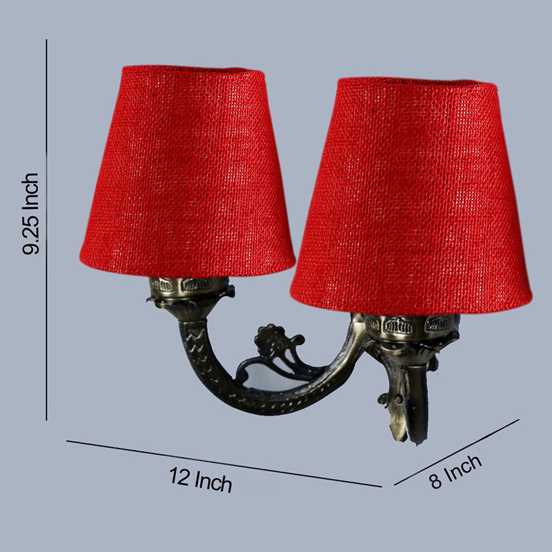 Wall Lamp - Vintage Conical Duo Wall Lamp - Maroon