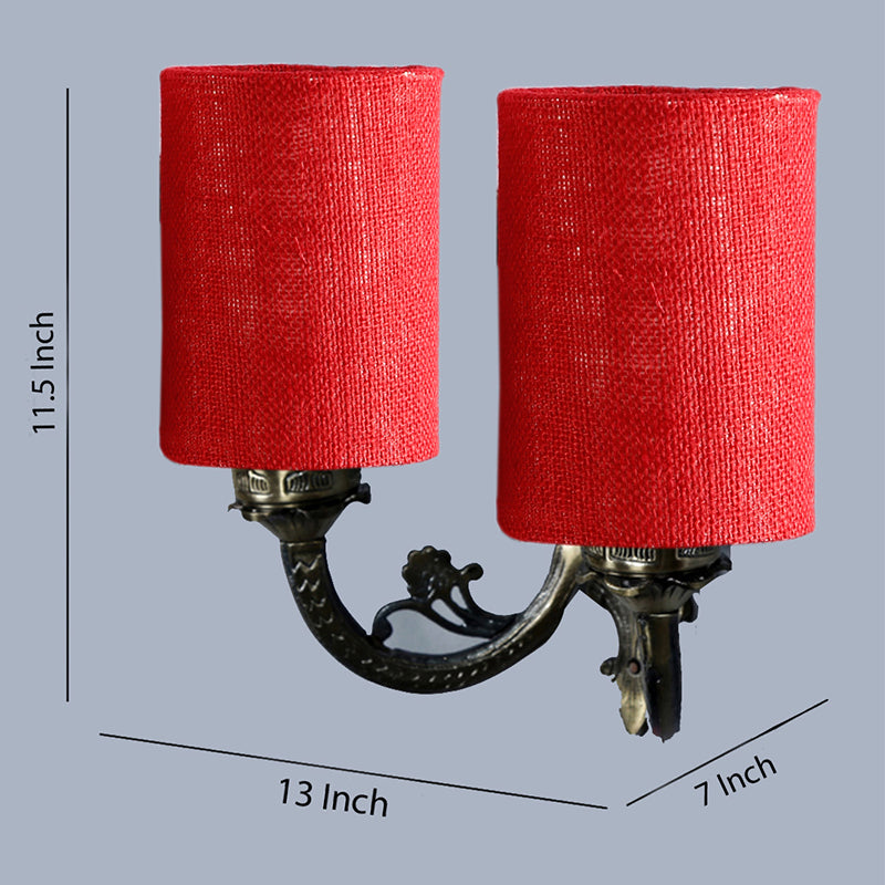 Wall Lamp - Vintage Cylindrical Duo Wall Lamp - Maroon