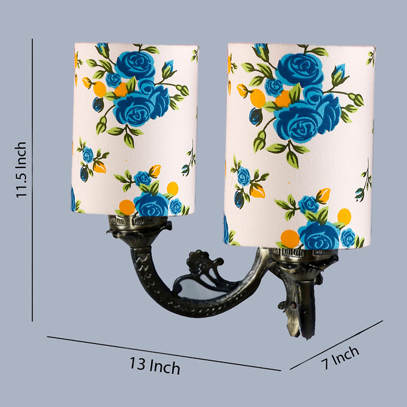 Wall Lamp - Vintage Blue Fleur Cylindrical Duo Wall Lamp