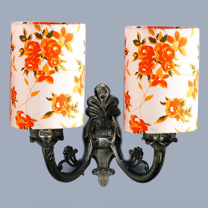 Wall Lamp - Vintage Ibis Floral Cylindrical Duo Wall Lamp