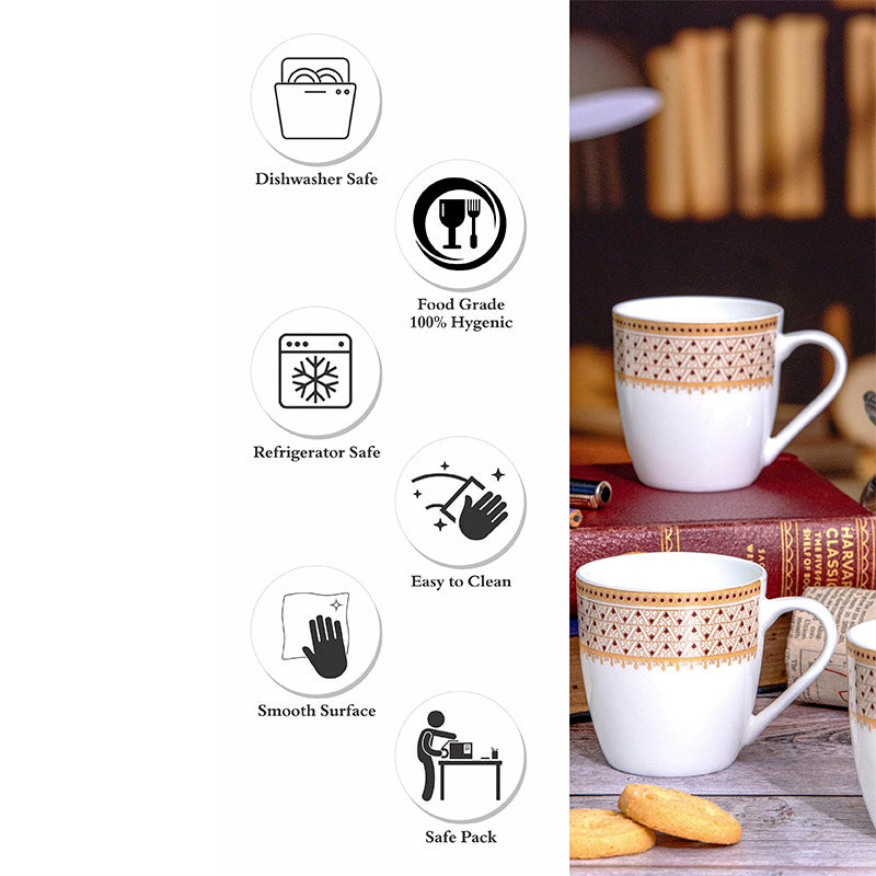 Mug & Tea Cup - Juane Ethnic Mug (180 ML) - Set Of Six