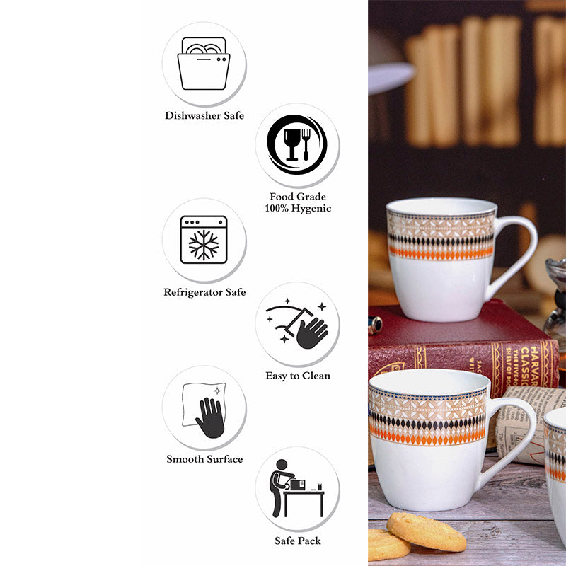 Mug & Tea Cup - Theara Ethnic Mug Blue & Orange Mug (180 ML) - Set Of Six