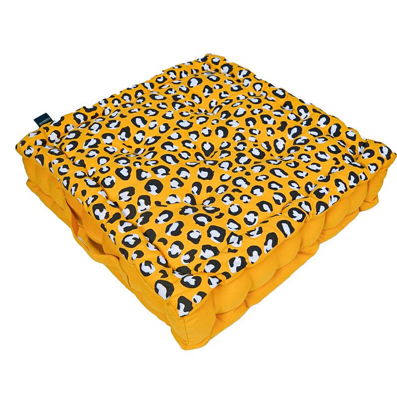 Buy Arda Leopard Print Floor Cushion - Yellow Floor Cushions from Vaaree