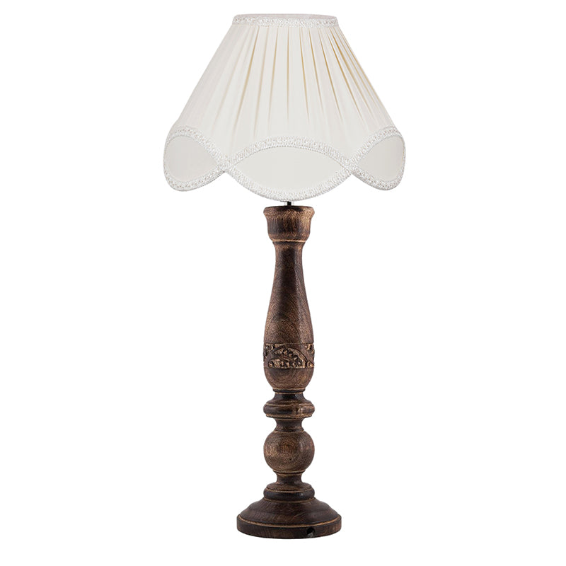 Table Lamp - Nihara Wave Wooden Table Lamp - Off White