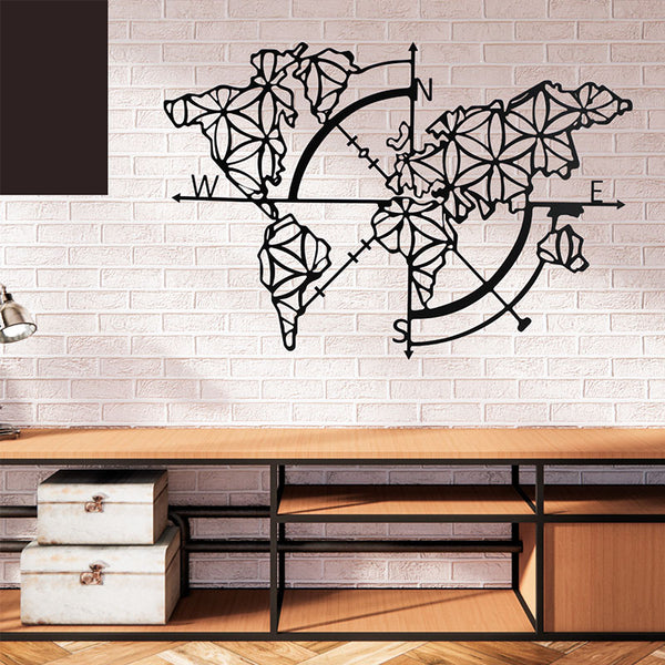 Wall Accents - World Map Trace Black Wall Art