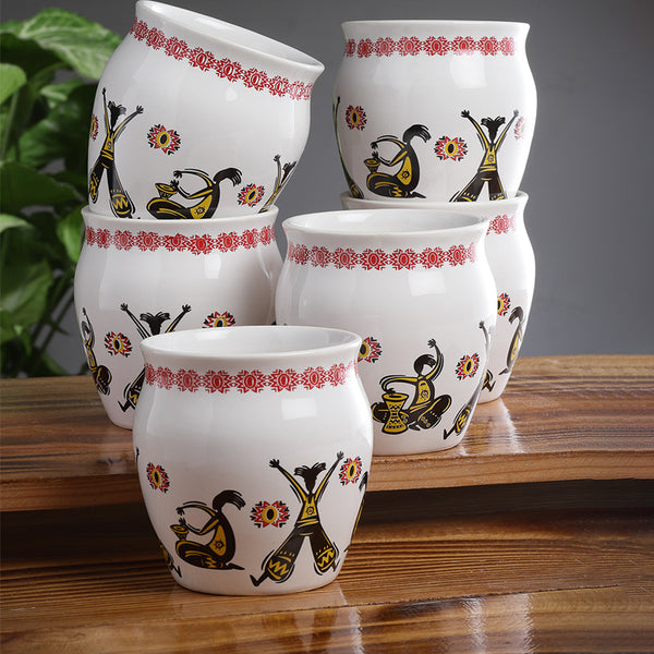 Mug & Tea Cup - Tribal Triva Kullad (220 ML) - Set Of Six