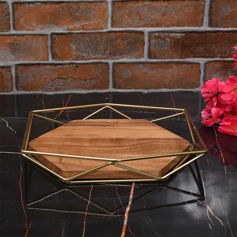 Serving Tray - Nidara Geometric Serving Tray - Golden