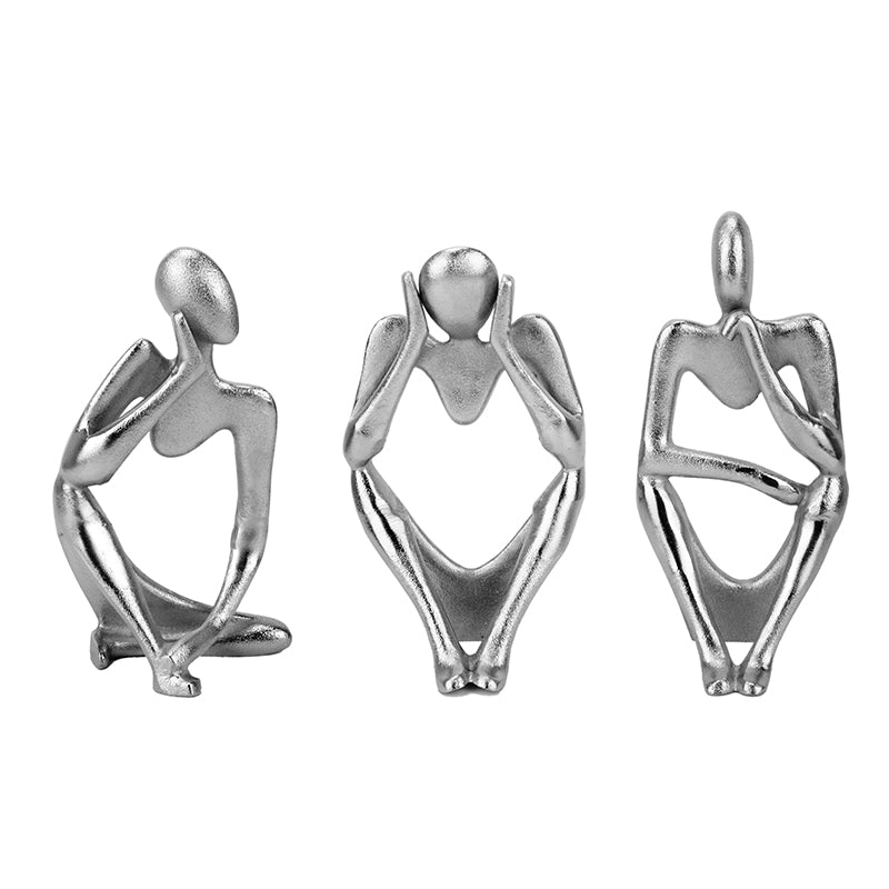 Buy Human Ponder Showpiece (Silver) - Set Of Three Showpiece from Vaaree