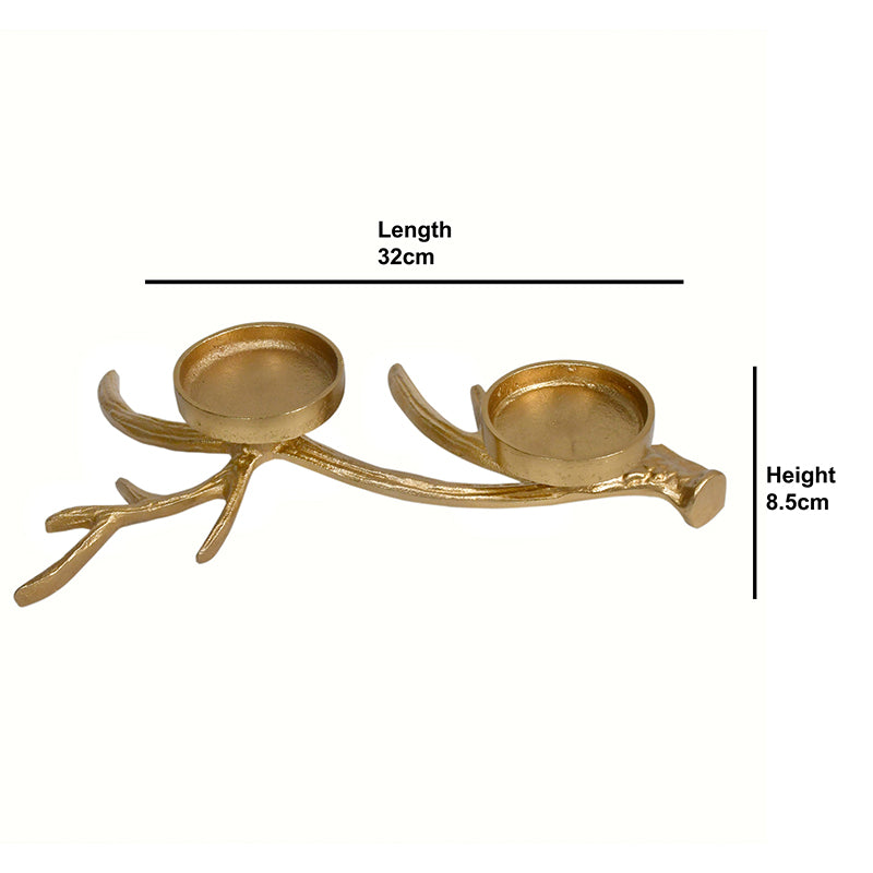 Candle Holders - Antler Charm Candle Holder - Golden