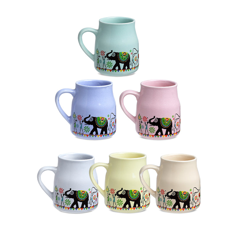 Mug & Tea Cup - Elephenta Chromo Mug (220 ML) - Set Of Six