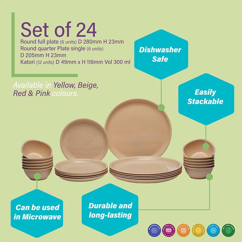 Buy Mihaya Beige Dinner Set (400 ml) - 24 Piece Set Dinner Set from Vaaree