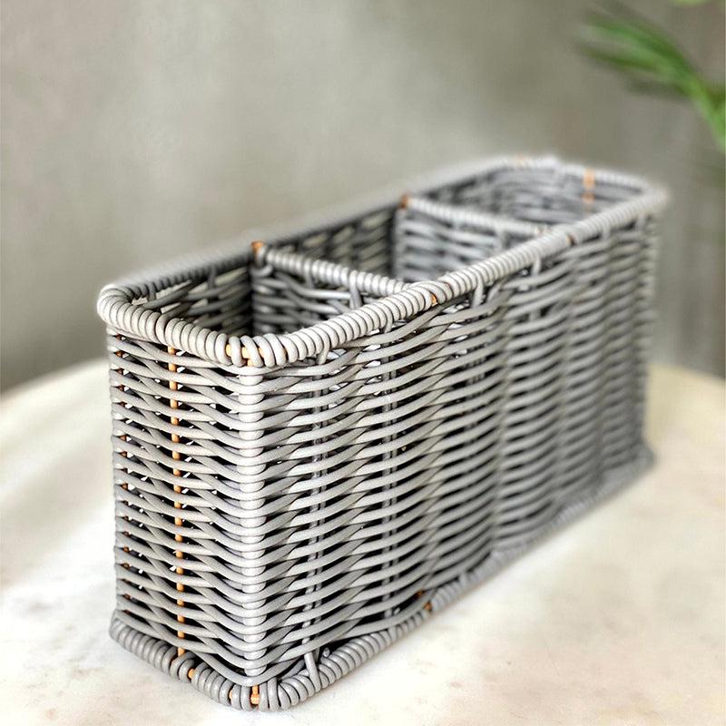 Buy Anura Rattan Cutlery Holder - Grey Cutlery Stand from Vaaree