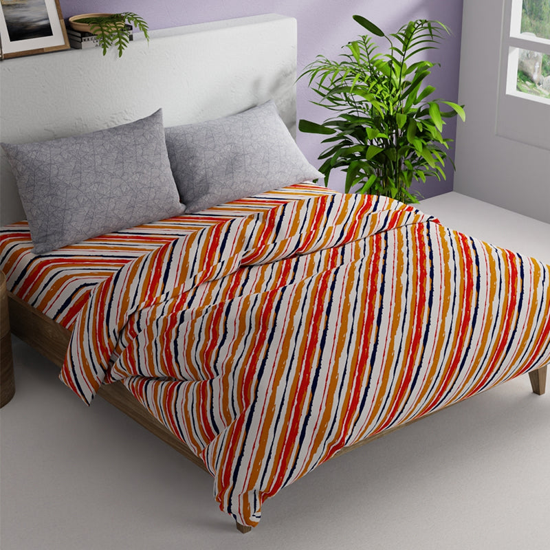 Buy Theo Striped Bedding Set - Orange Bedding Set from Vaaree