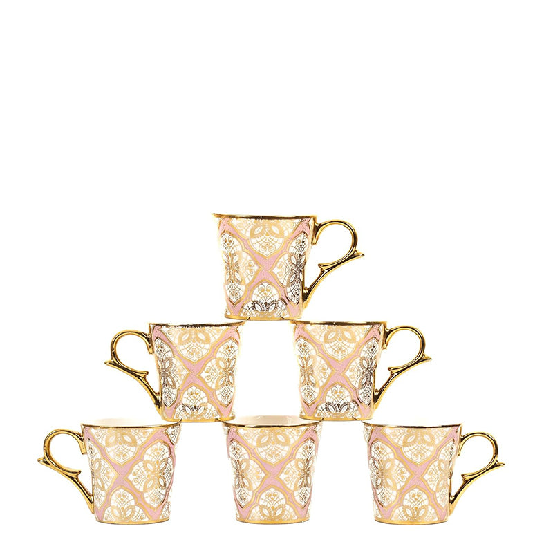 Mug & Tea Cup - Medna Ethnic Cup (180 ML) - Set Of Six