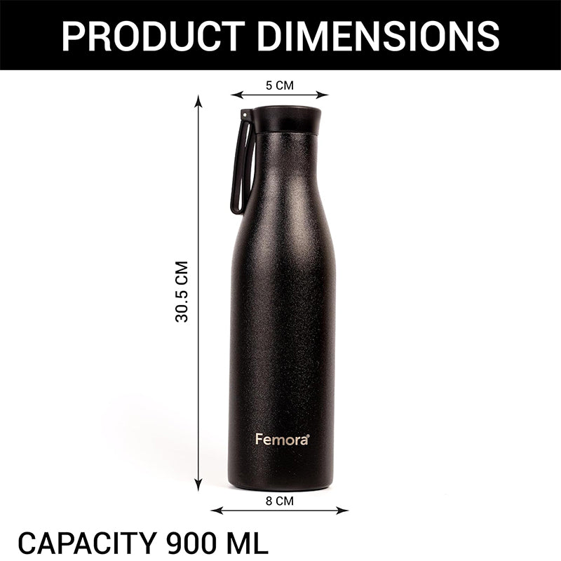 Bottle - Asphona Insulated Water Bottle (900 ML) - Black