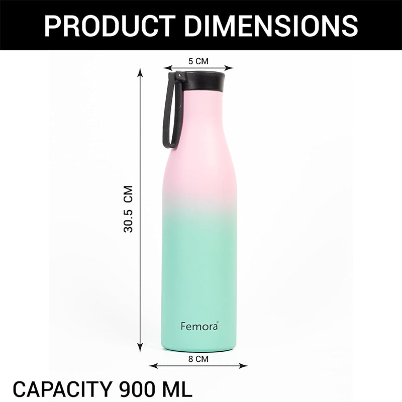 Bottle - Asphona Insulated Water Bottle (900 ML) - Pink & green