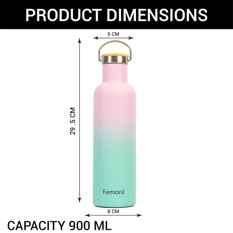 Bottle - Hydra Flow Insulated Water Bottle (900 ML) - Pink & Green