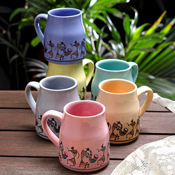 Mug & Tea Cup - Tribal Chromo Mug (220 ML) - Set Of Six