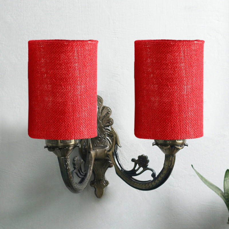 Wall Lamp - Vintage Cylindrical Duo Wall Lamp - Maroon