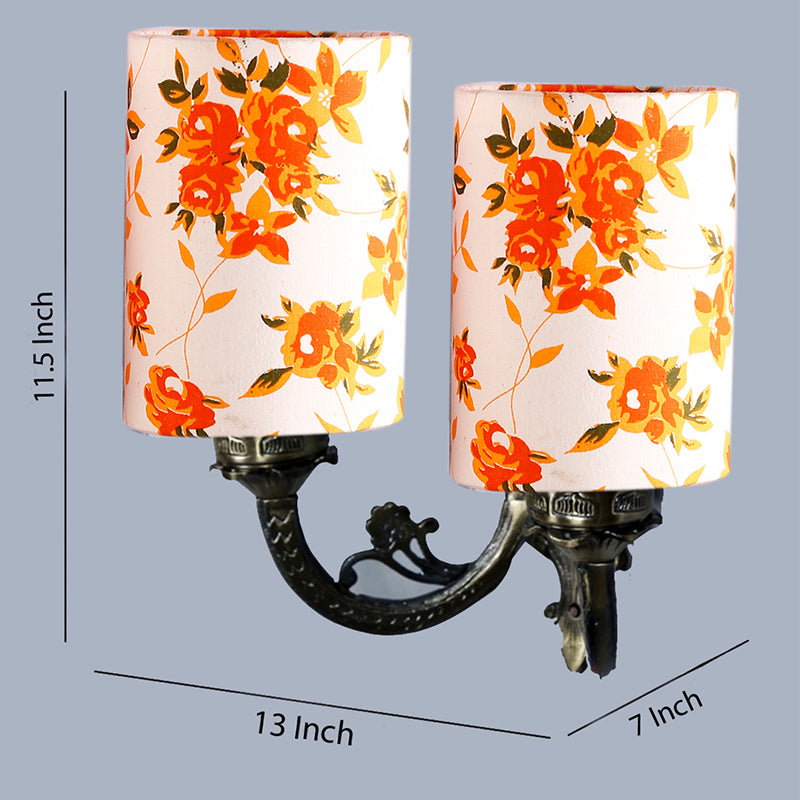 Wall Lamp - Vintage Ibis Floral Cylindrical Duo Wall Lamp