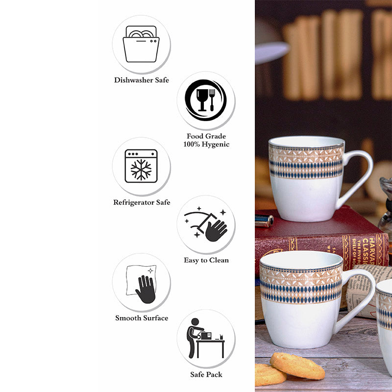 Buy Theara Ethnic Mug Blue & Beige Mug (180 ML) - Set Of Six Mug & Tea Cup from Vaaree