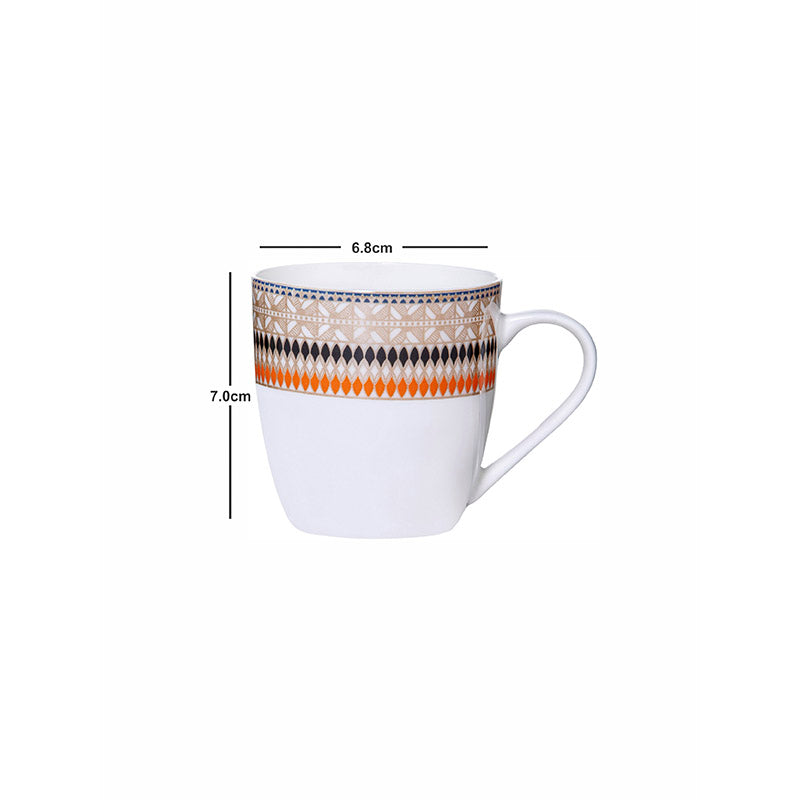 Mug & Tea Cup - Theara Ethnic Mug Blue & Orange Mug (180 ML) - Set Of Six