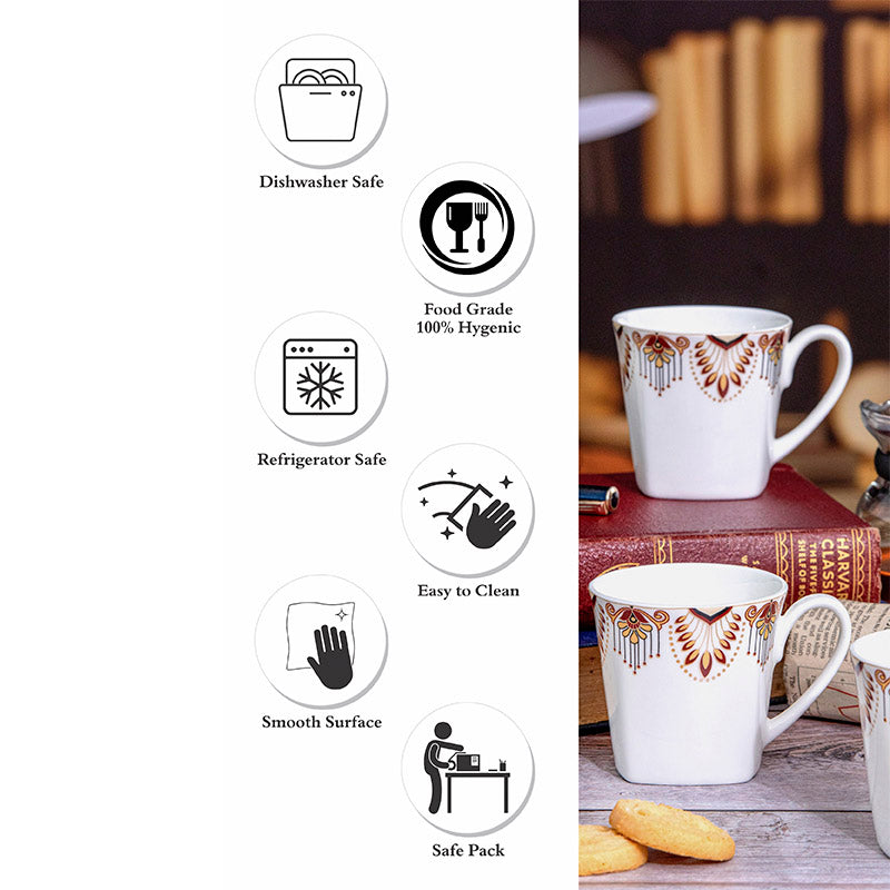 Mug & Tea Cup - Briara Ethnic Mug (180 ML) - Set Of Six