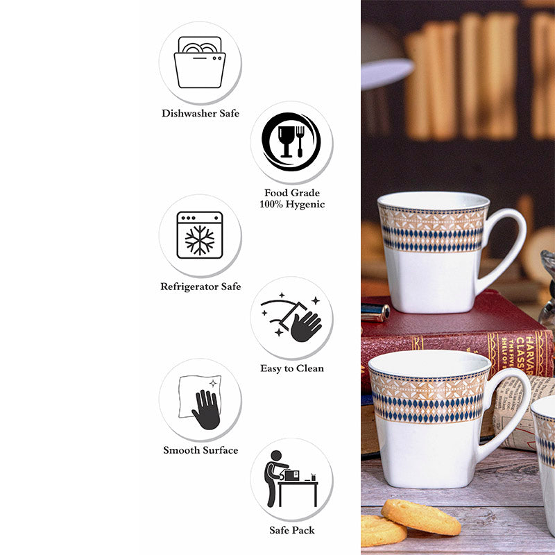 Buy Theara Ethnic Mug Conical Blue & Beige Mug (180 ML) - Set Of Six Mug & Tea Cup from Vaaree