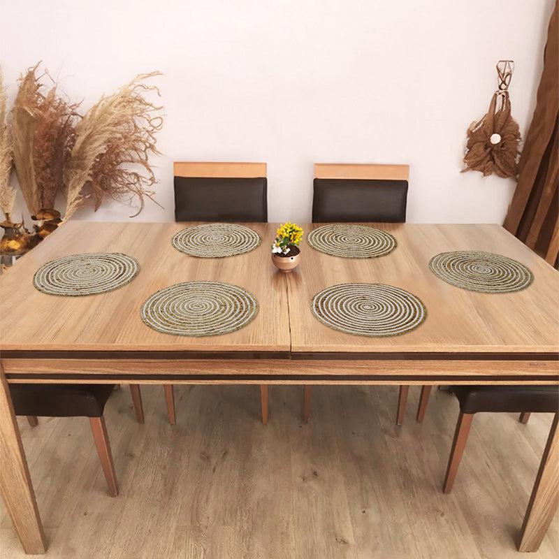 Buy Spiro Round Placemat (Beige) - Set Of Six Table Mats from Vaaree