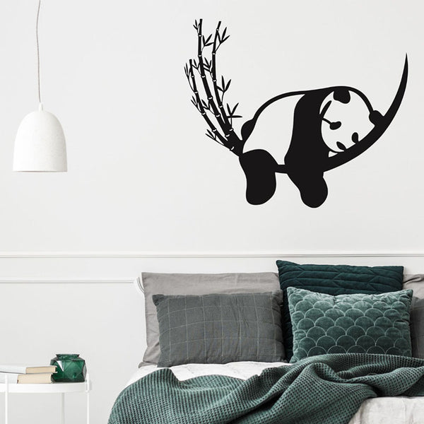 Wall Accents - Panda On Bamboo Black Wall Art