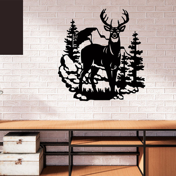 Wall Accents - Reindeer Forest Black Wall Art