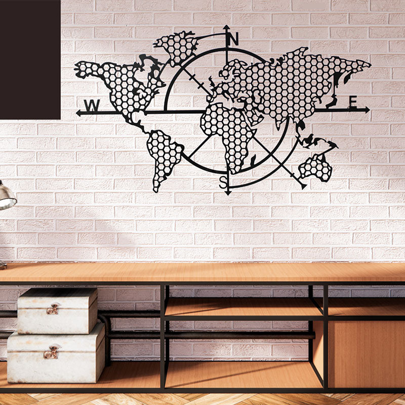 Wall Accents - World Map Travel Black Wall Art