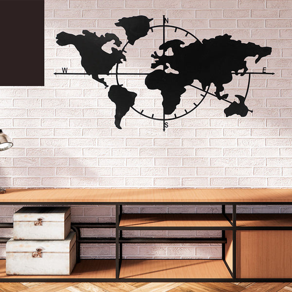 Wall Accents - World Map Black Wall Art